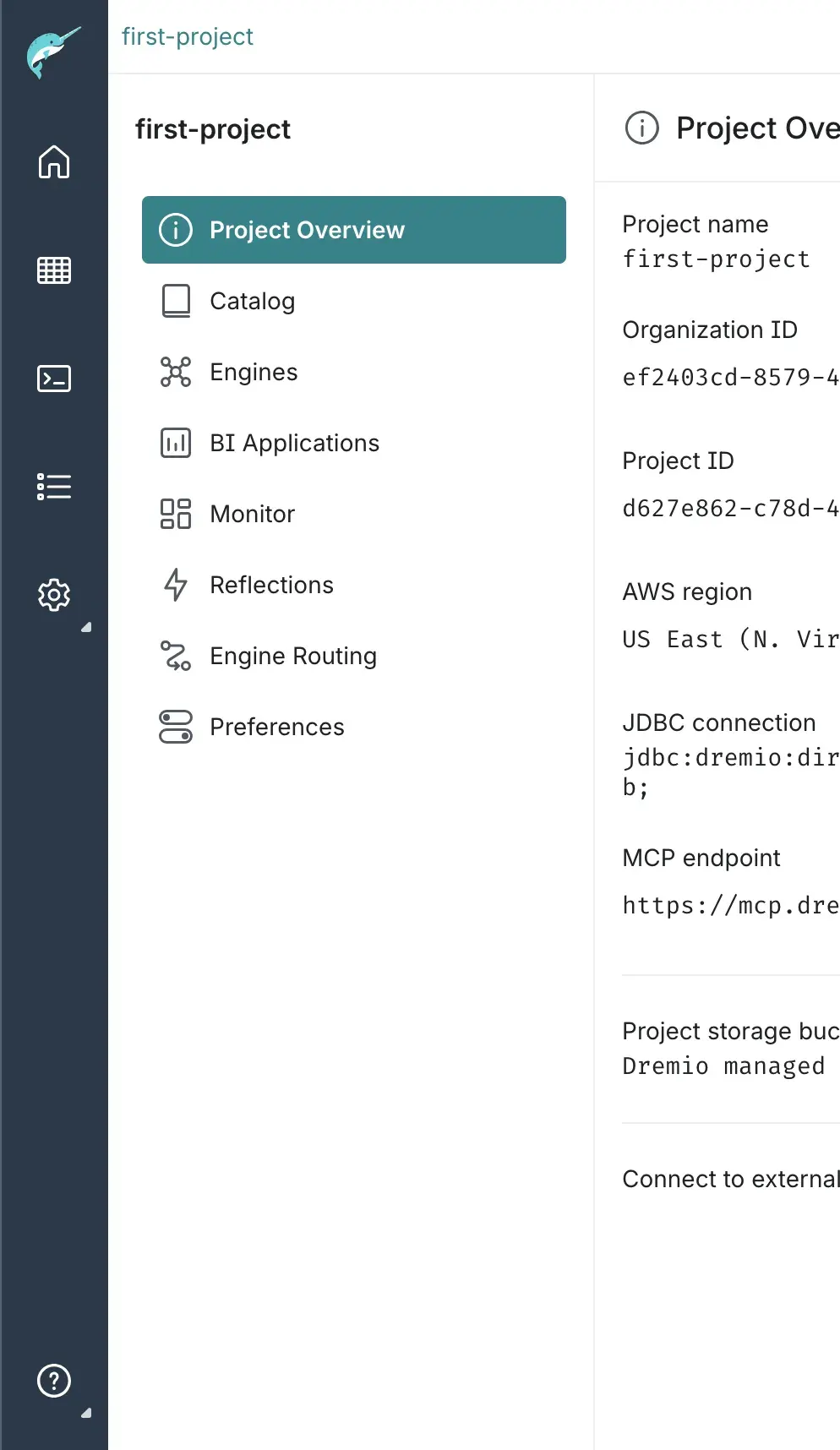 Dremio Project Settings